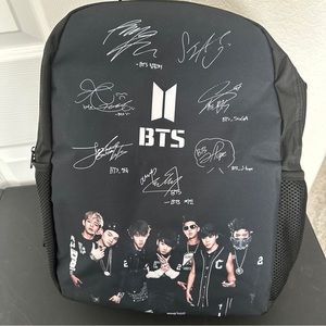 NEW BTS (KPOP GROUP) PRINTED SIGNATURE BACKPACK BLACK